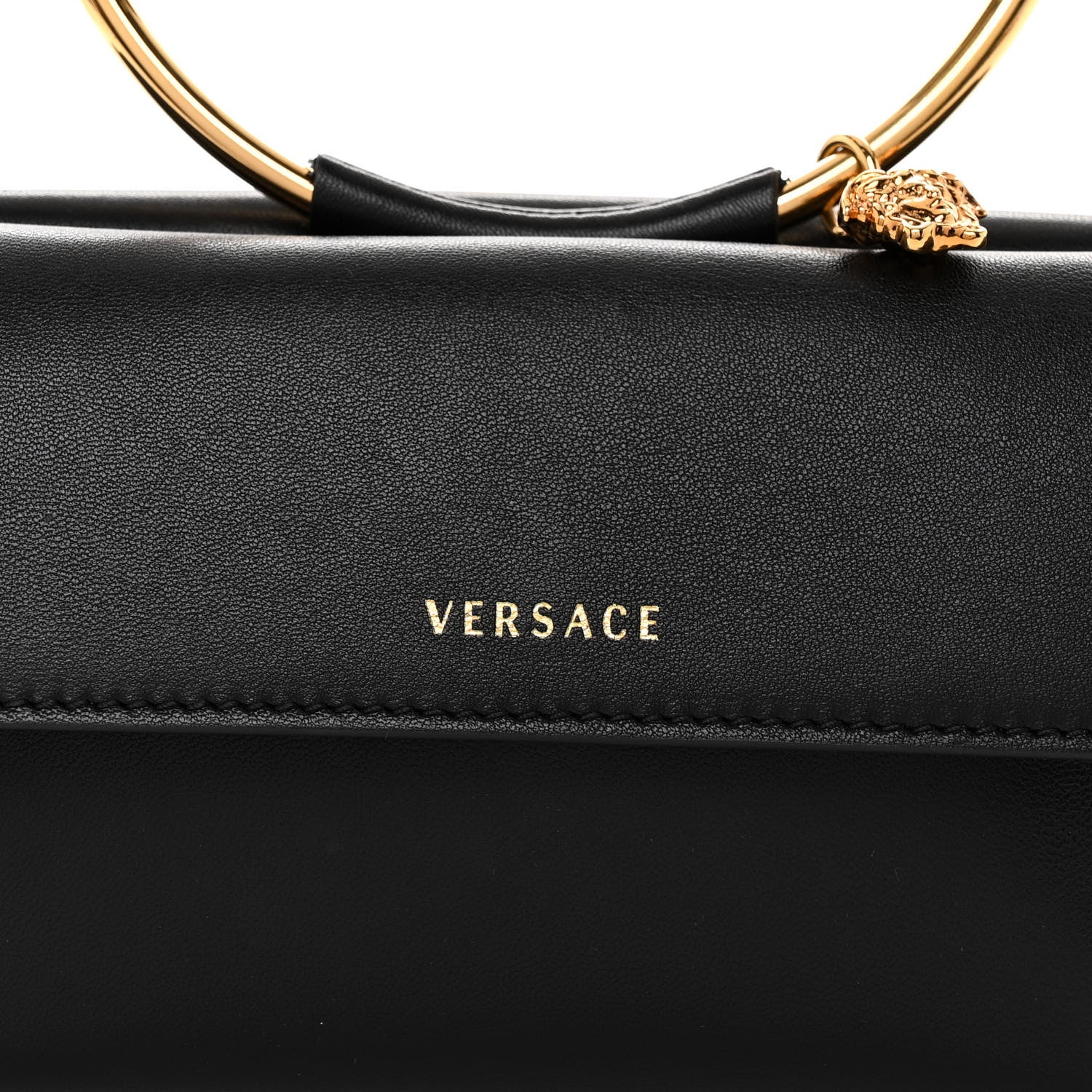 Versace Nappa Calfskin Medusa Ring Evening Clutch Bag Black 8 of 10