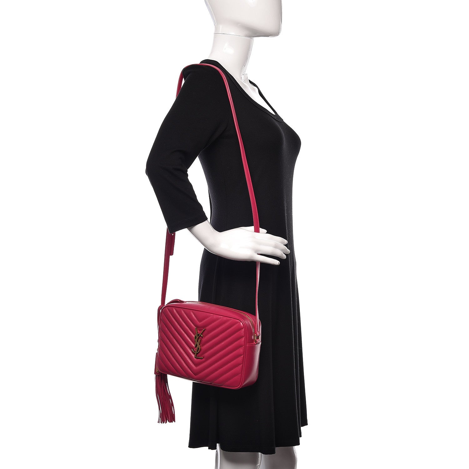 Saint Laurent Calfskin Matelasse Monogram Lou Camera Bag Bright Pink 2 of 11