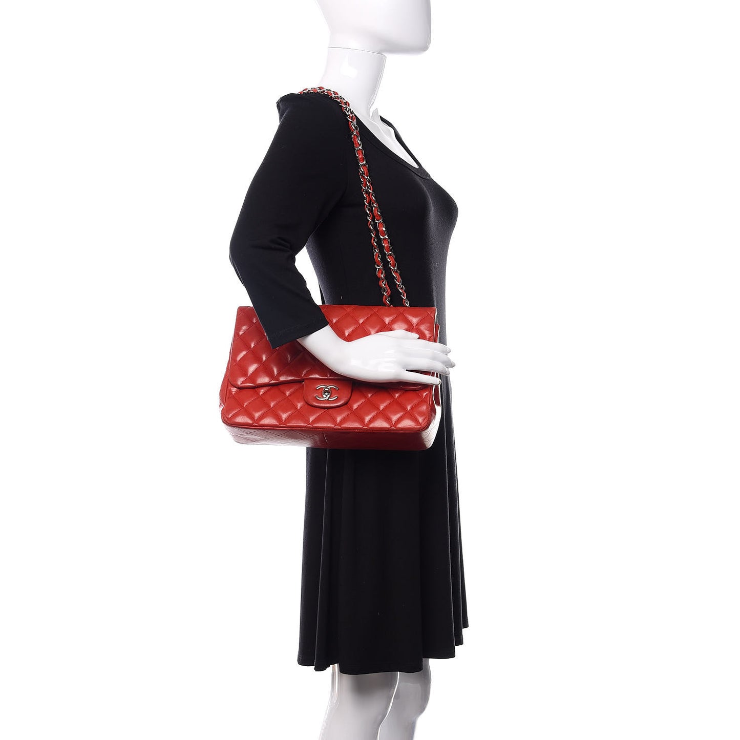 Lambskin Quilted Jumbo Single Flap Red
