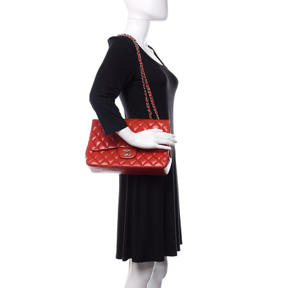 Chanel Lambskin Quilted Jumbo Single Flap Red 2 of 10