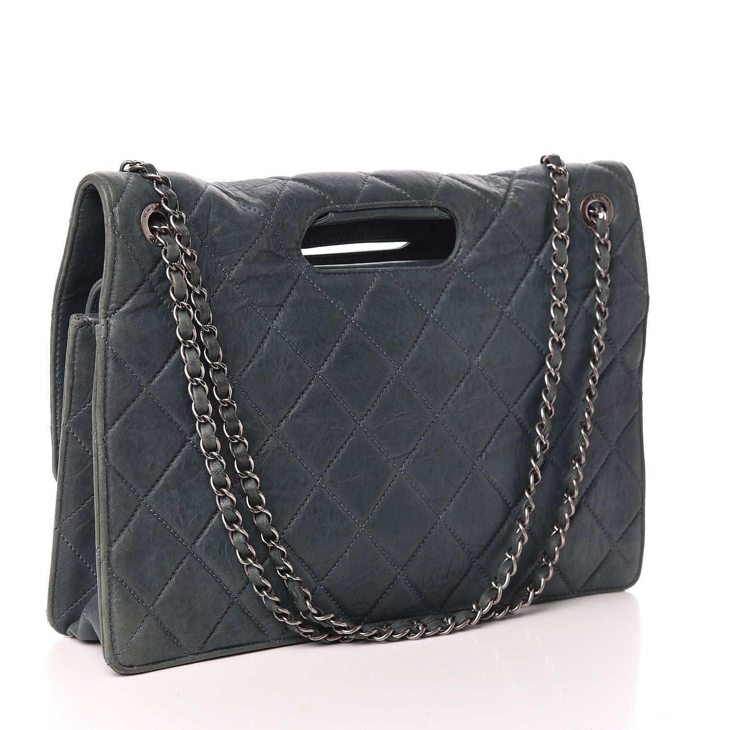 Chanel Washed Lambskin Quilted Maxi Take Away Flap Turquoise 3 of 11