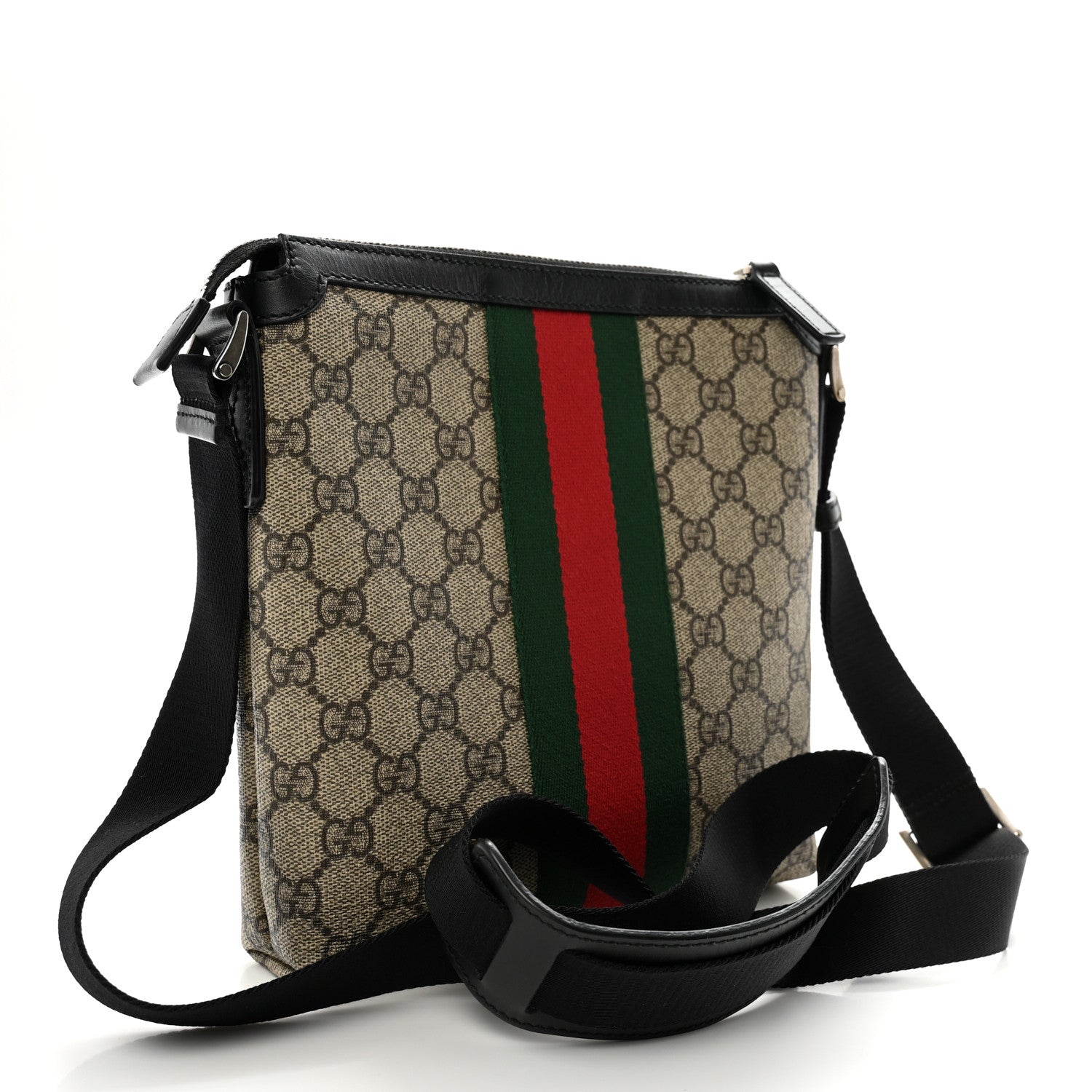 Gucci GG Supreme Monogram Web Messenger Bag Black 3 of 10