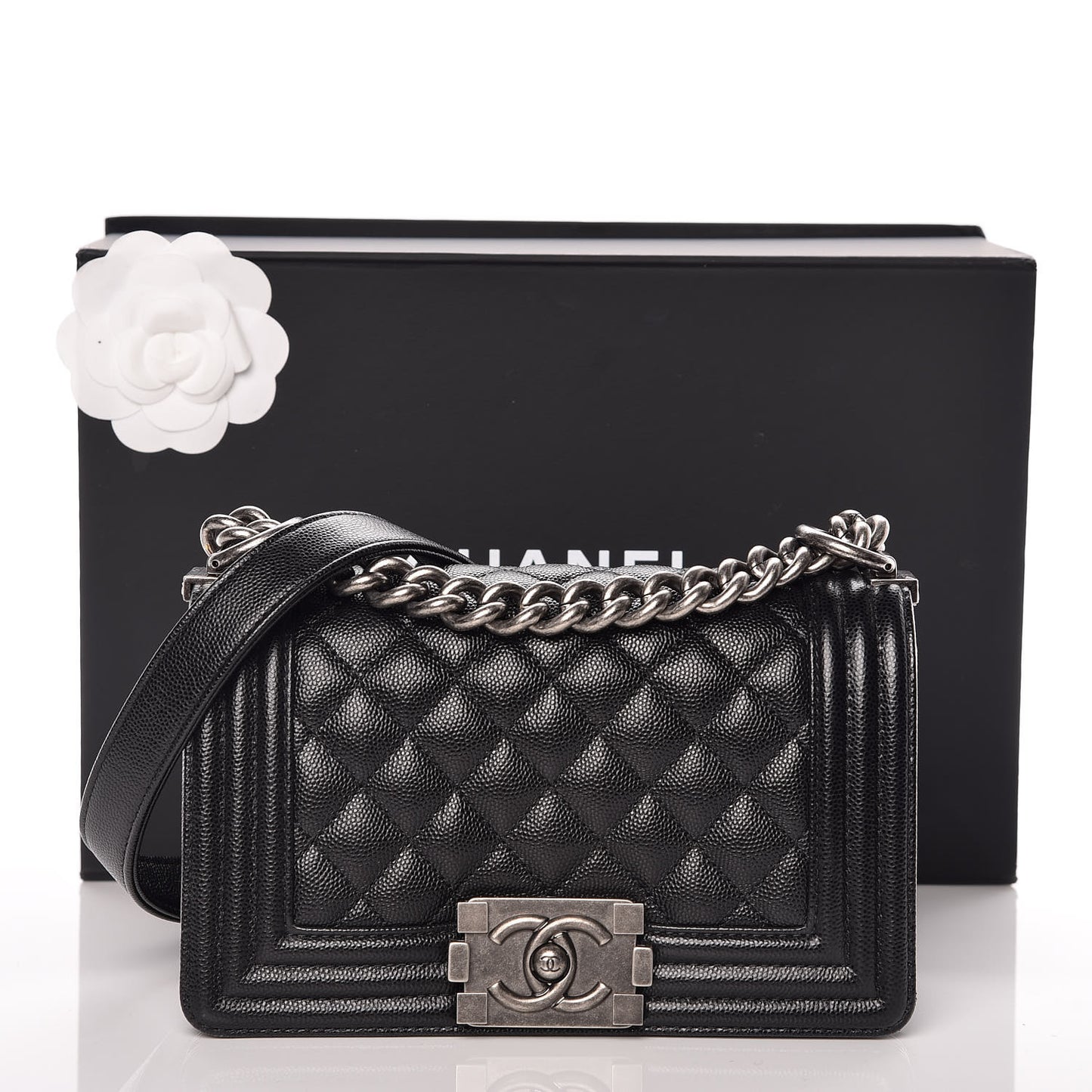 Caviar Quilted Small Boy Flap Black