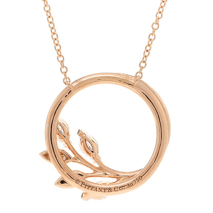 Tiffany 18K Rose Gold Diamond Victoria Vine Circle Pendant Necklace 4 of 4