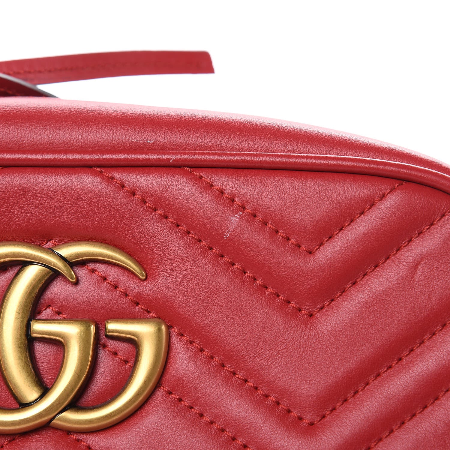 Gucci Calfskin Matelasse Small GG Marmont Chain Shoulder Bag Hibiscus Red 10 of 10