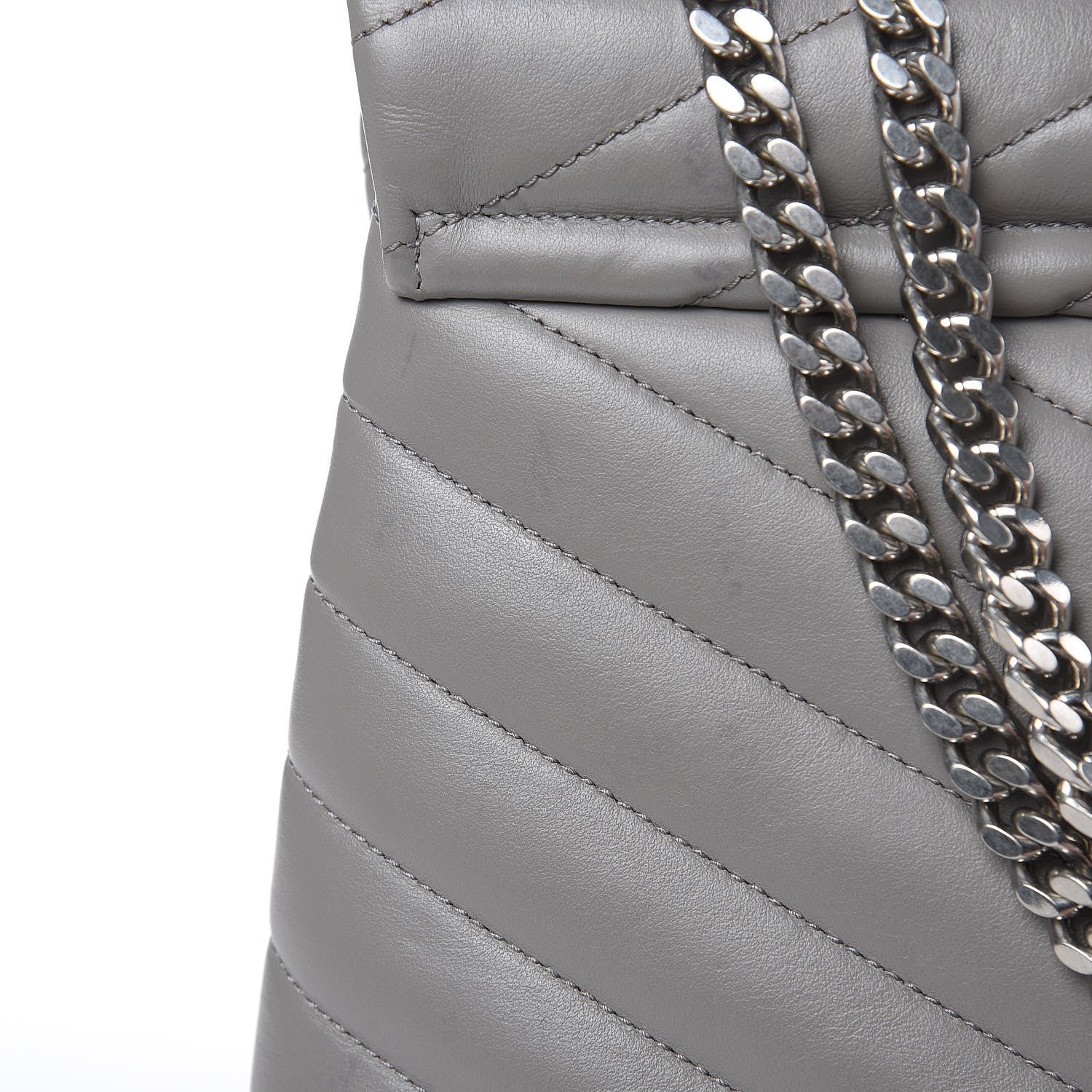 Saint Laurent Calfskin Y Quilted Monogram Large Loulou Chain Satchel Light Grey 12 of 16