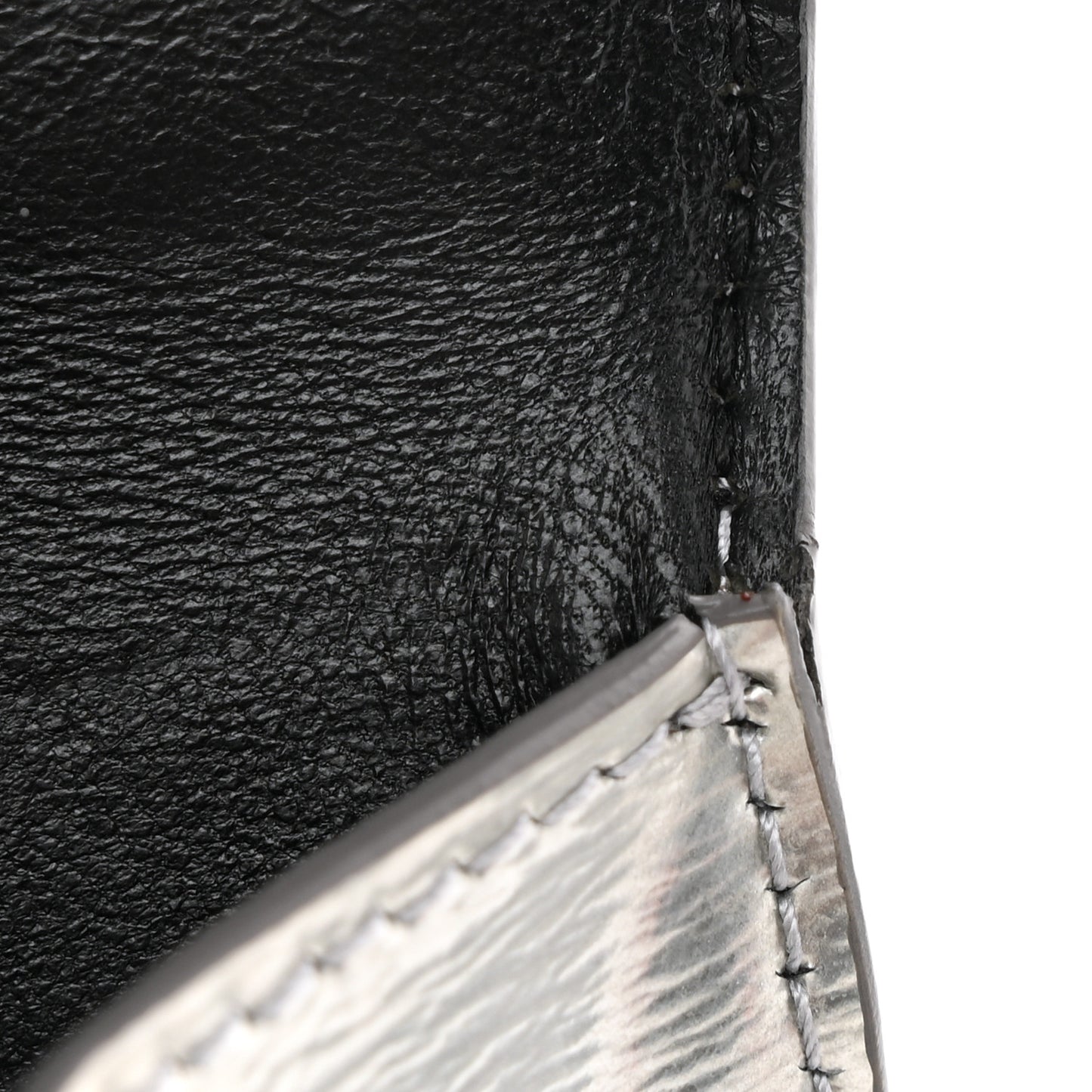 Metallic Textured Calfskin Hourglass Top Handle Bag XS Silver