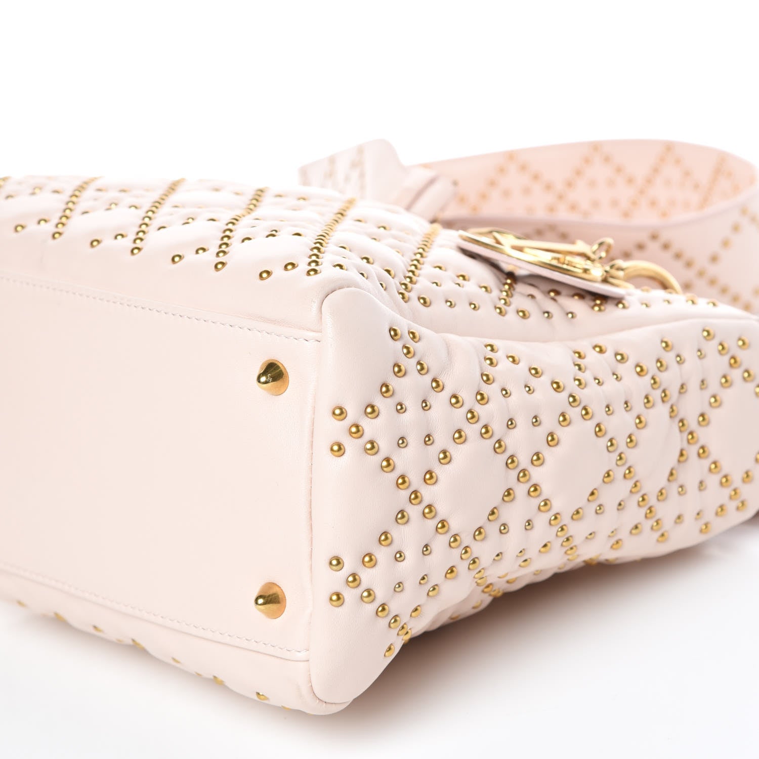 Christian Dior Calfskin Cannage Studded Medium Supple Lady Dior Light Pink 10 of 10