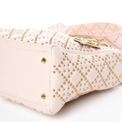 Christian Dior Calfskin Cannage Studded Medium Supple Lady Dior Light Pink 10 of 10