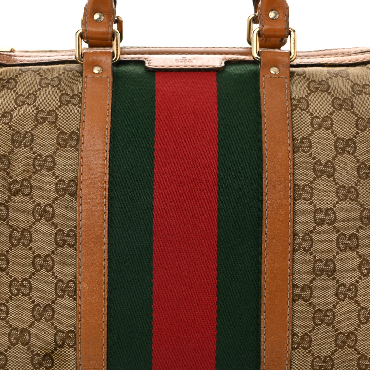 Gucci Monogram Vintage Web Medium Boston Tan 8 of 16