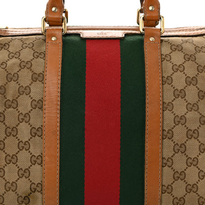 Gucci Monogram Vintage Web Medium Boston Tan 8 of 16