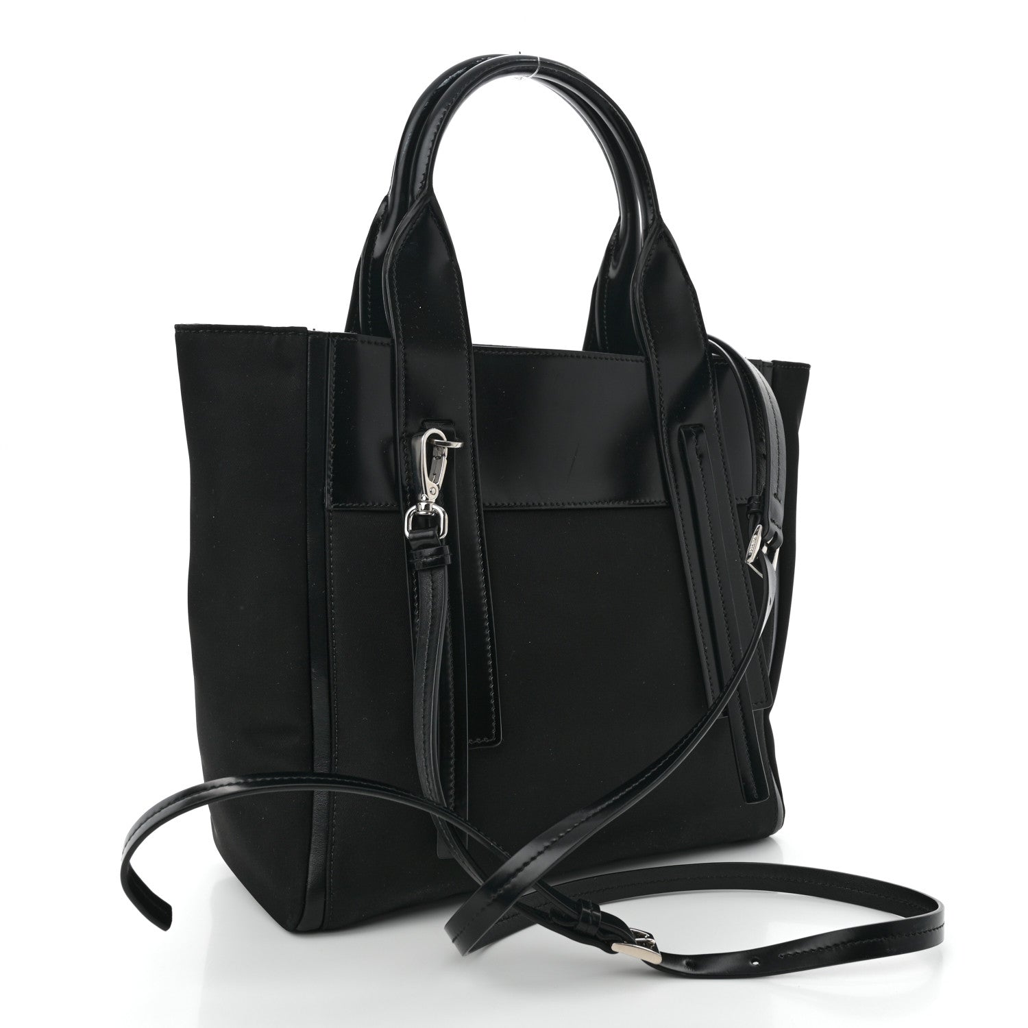 Prada Tessuto Nylon Spazzolato Small Ouverture Top Handle Bag Black 3 of 11