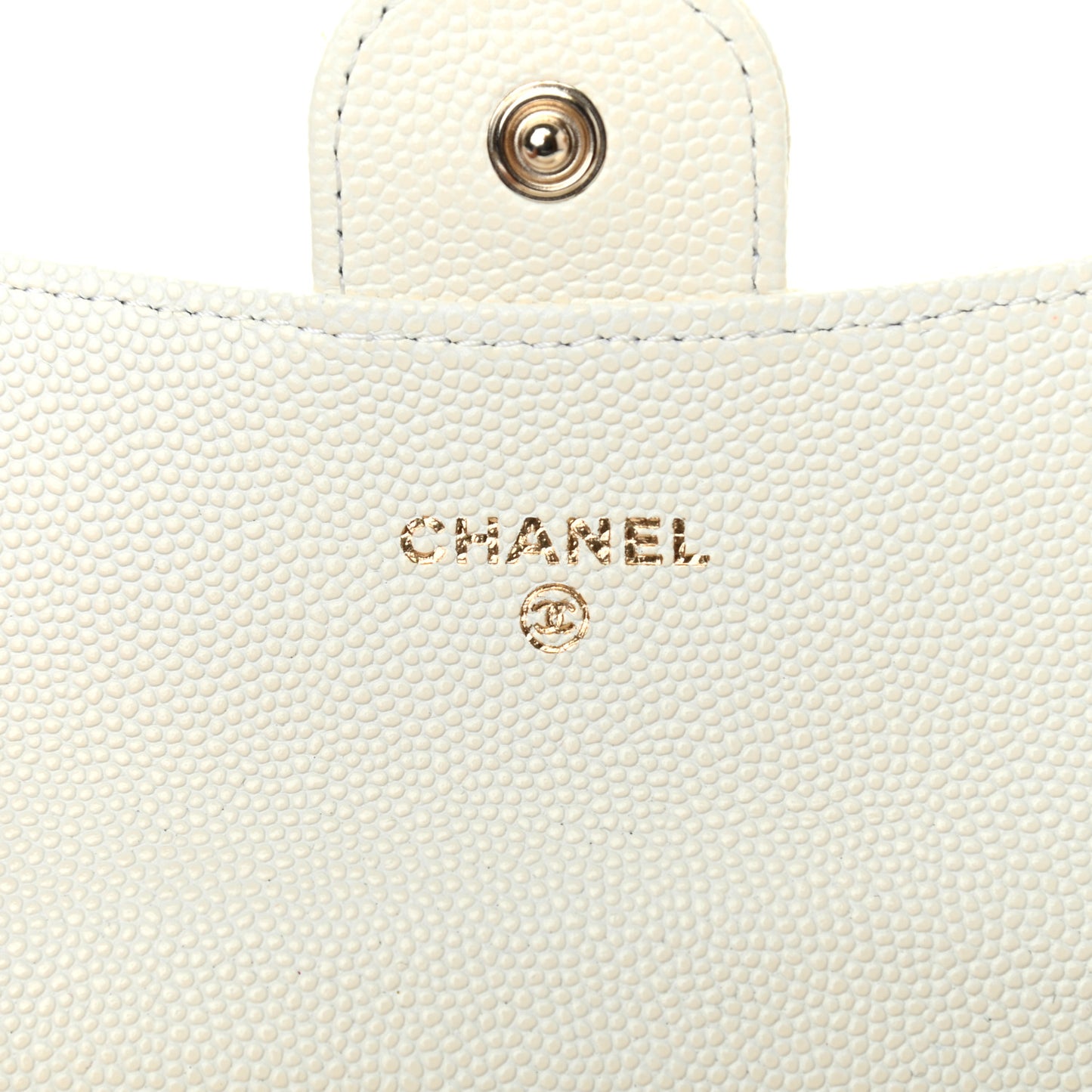 Caviar Quilted Flap Card Holder Wallet White