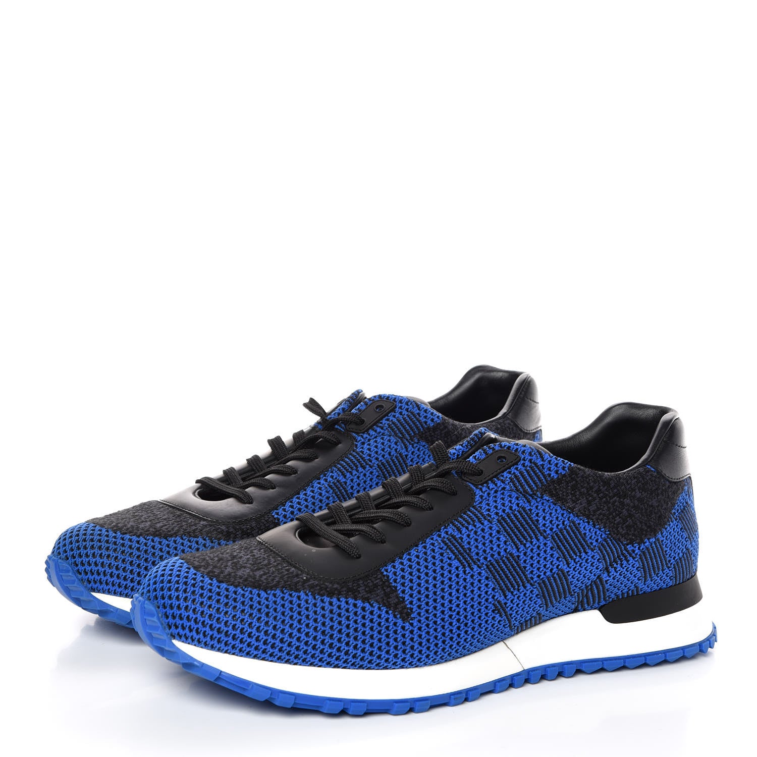 Louis Vuitton Calfskin Damier Run Away Sneakers 7.5 Blue 3 of 8