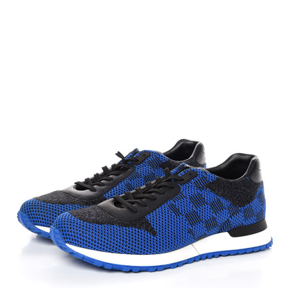Louis Vuitton Calfskin Damier Run Away Sneakers 7.5 Blue 3 of 8