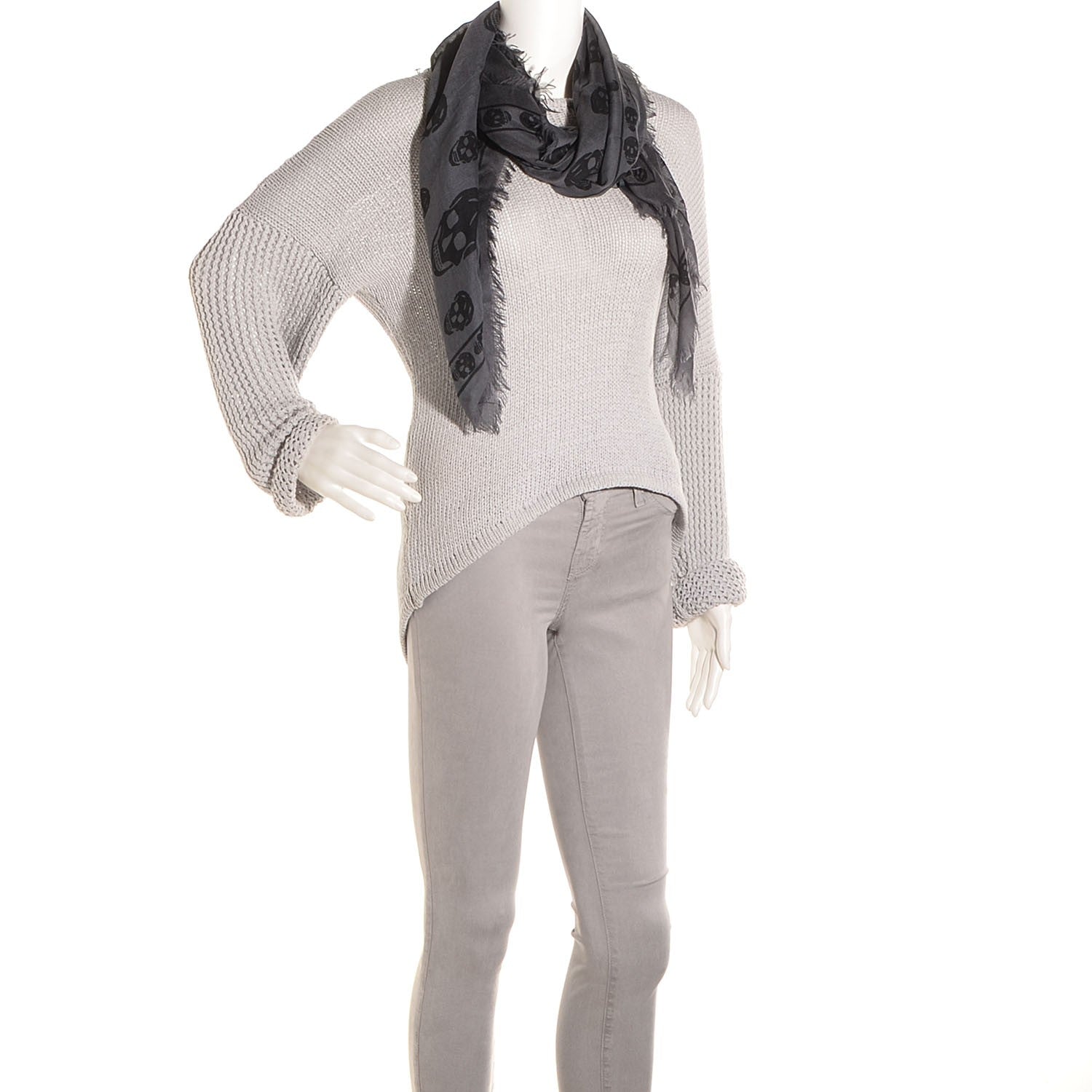 Alexander McQueen Modal Silk Skull Scarf Charcoal 2 of 7