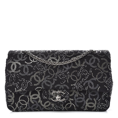 Chanel Tweed Strass Medium Pudong Double Flap Black 1 of 10