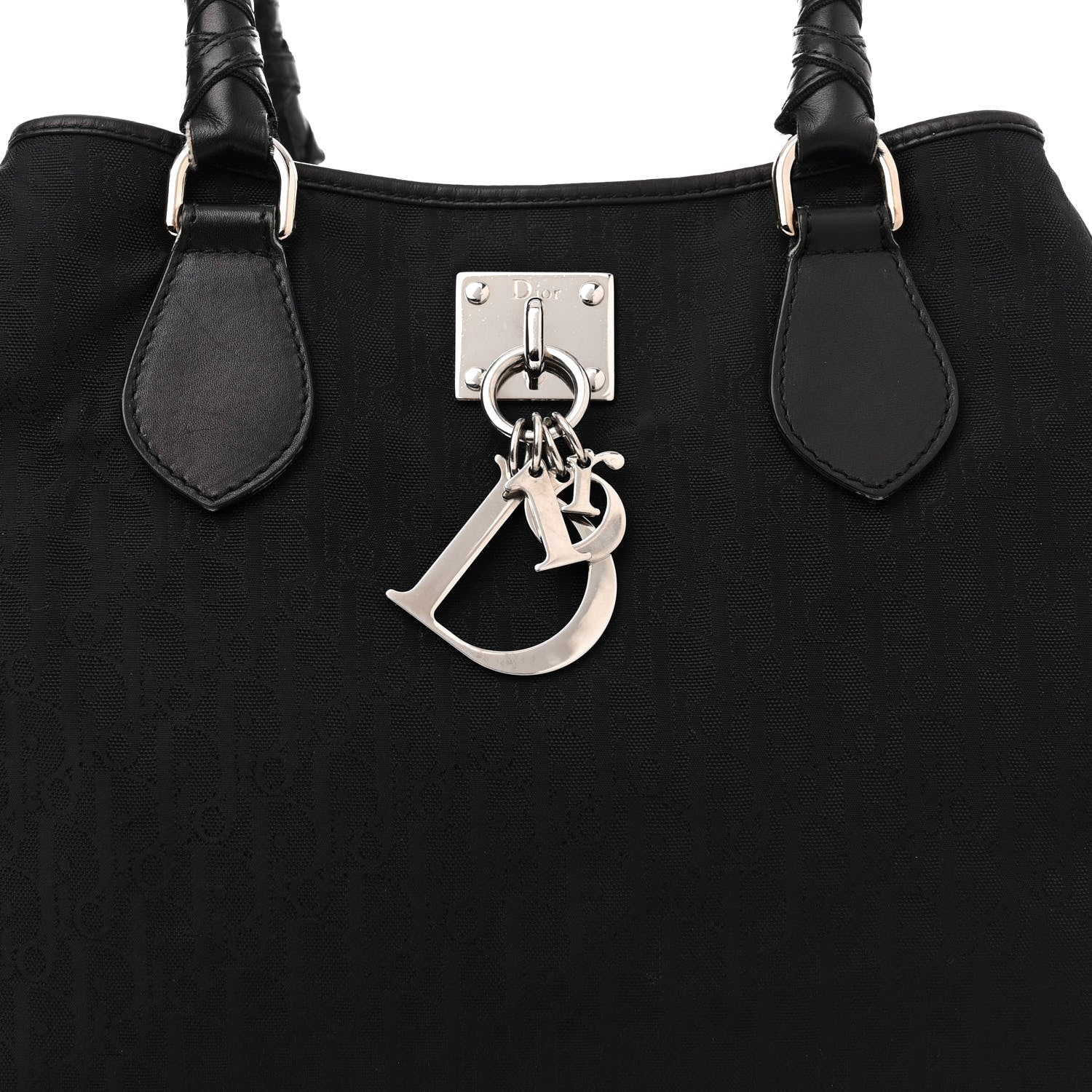 Christian Dior CHRISTIAN DIOR Nylon Monogram Medium Lovely Tote Black 8 of 16