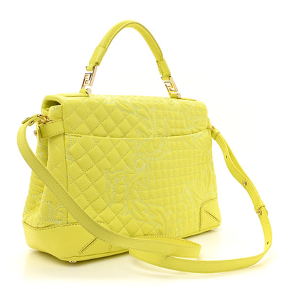 Versace Barocco Quilted Nappa Altea Vanitas Satchel Yellow 3 of 12