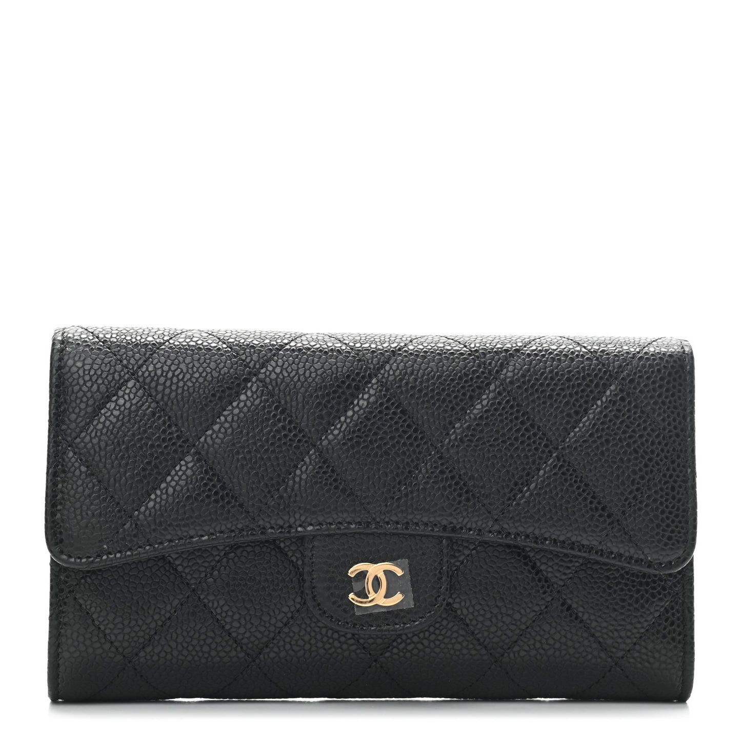 Caviar Quilted Large Flap Wallet Black