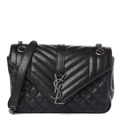 Saint Laurent Sheepskin Tri-Quilt Monogram Medium College Bag Black 1 of 8