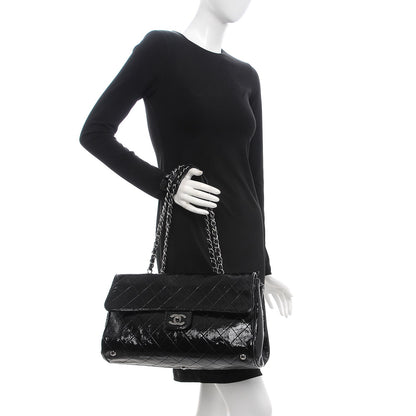 Chanel Distressed Patent Quilted Ritz Flap Bag Black 3 of 15