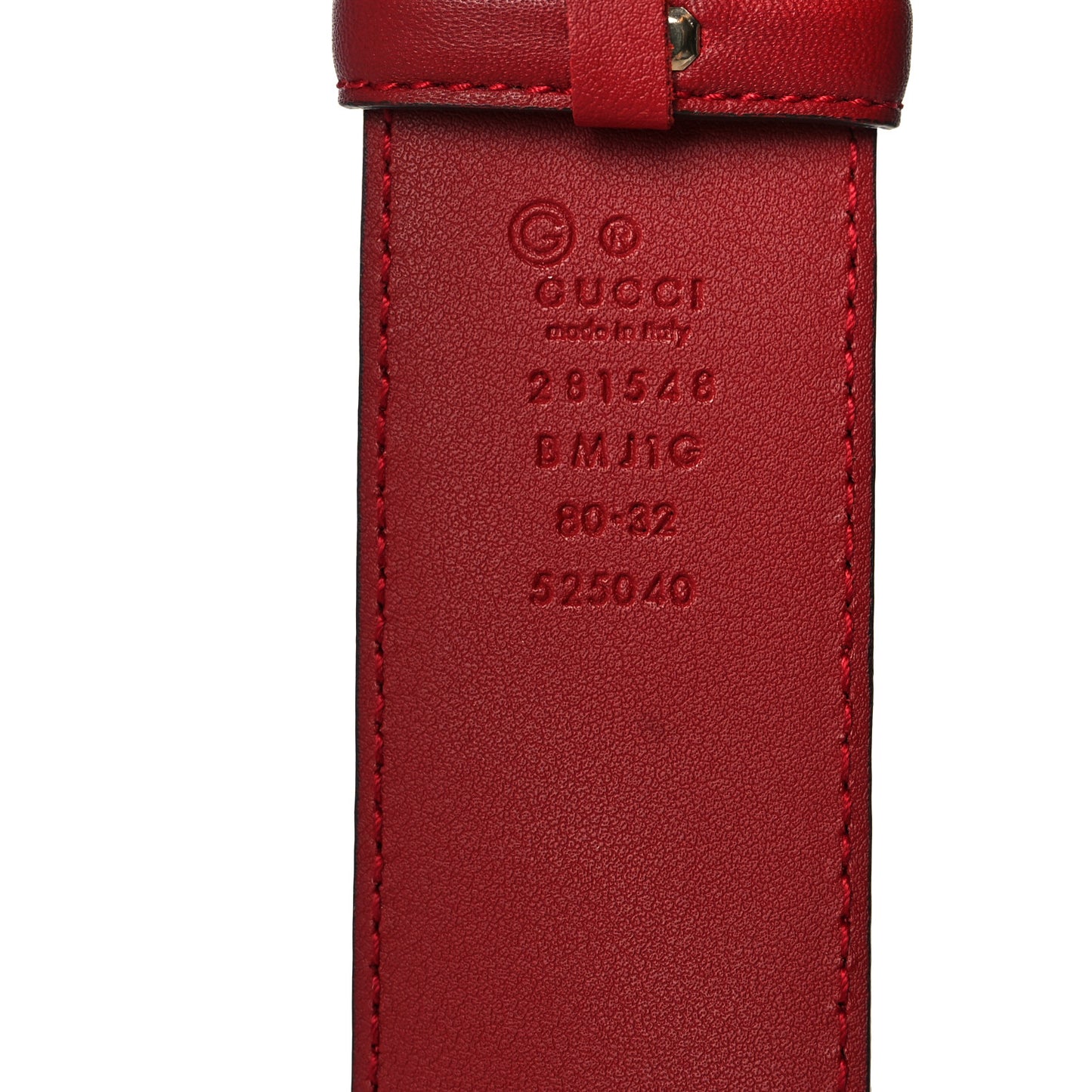 Soft Microguccissima Margaux Calfskin Belt 80 32 Rosso