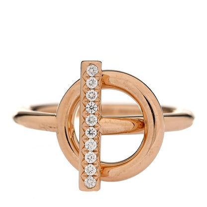 Hermes 18K Rose Gold Diamond PM Echappee Ring 51 5.75 1 of 7