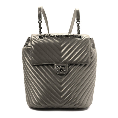 Chanel Iridescent Calfskin Chevron Quilted Small Urban Spirit Backpack Silver 1 of 8