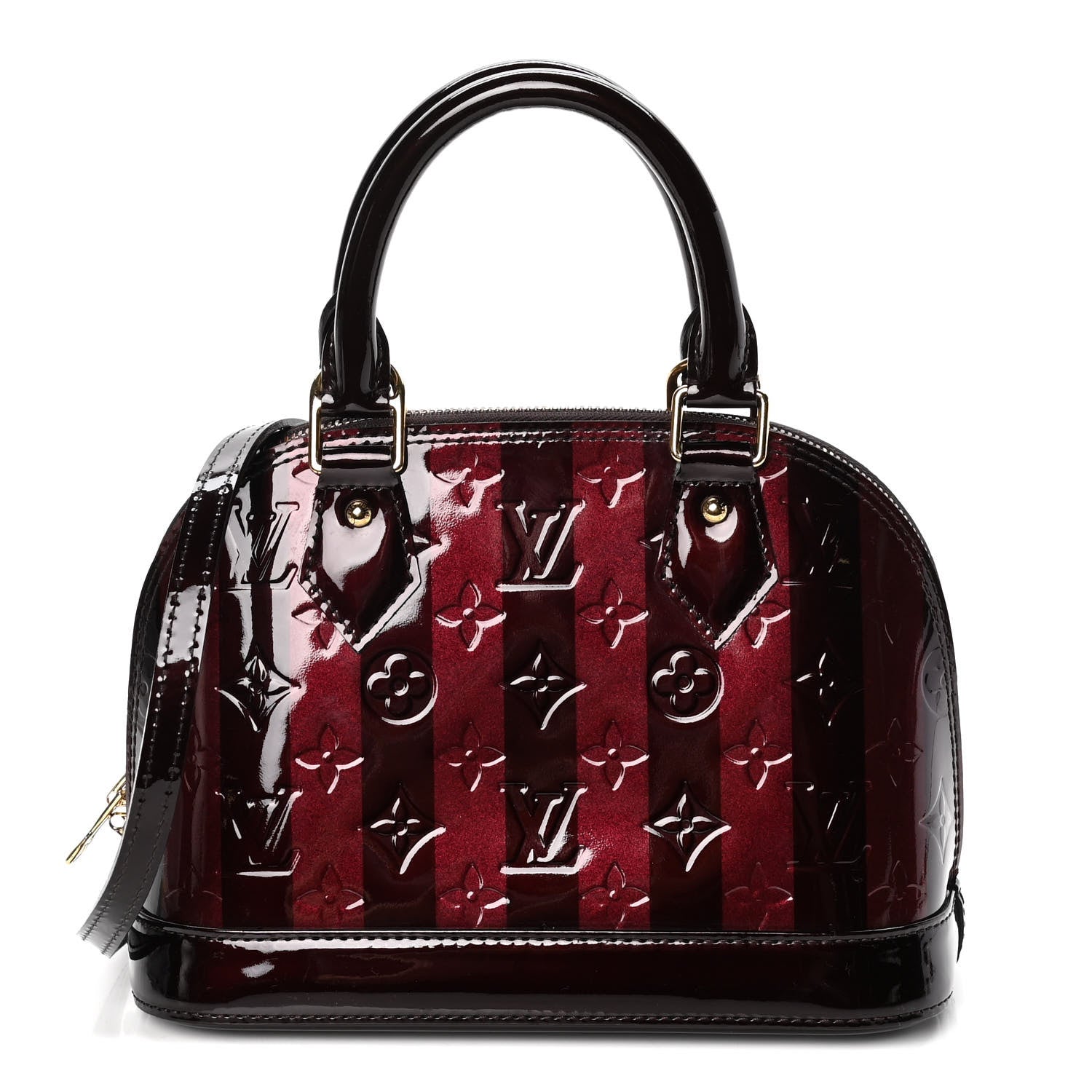 Louis Vuitton Vernis Rayures Alma BB Amarante 1 of 7