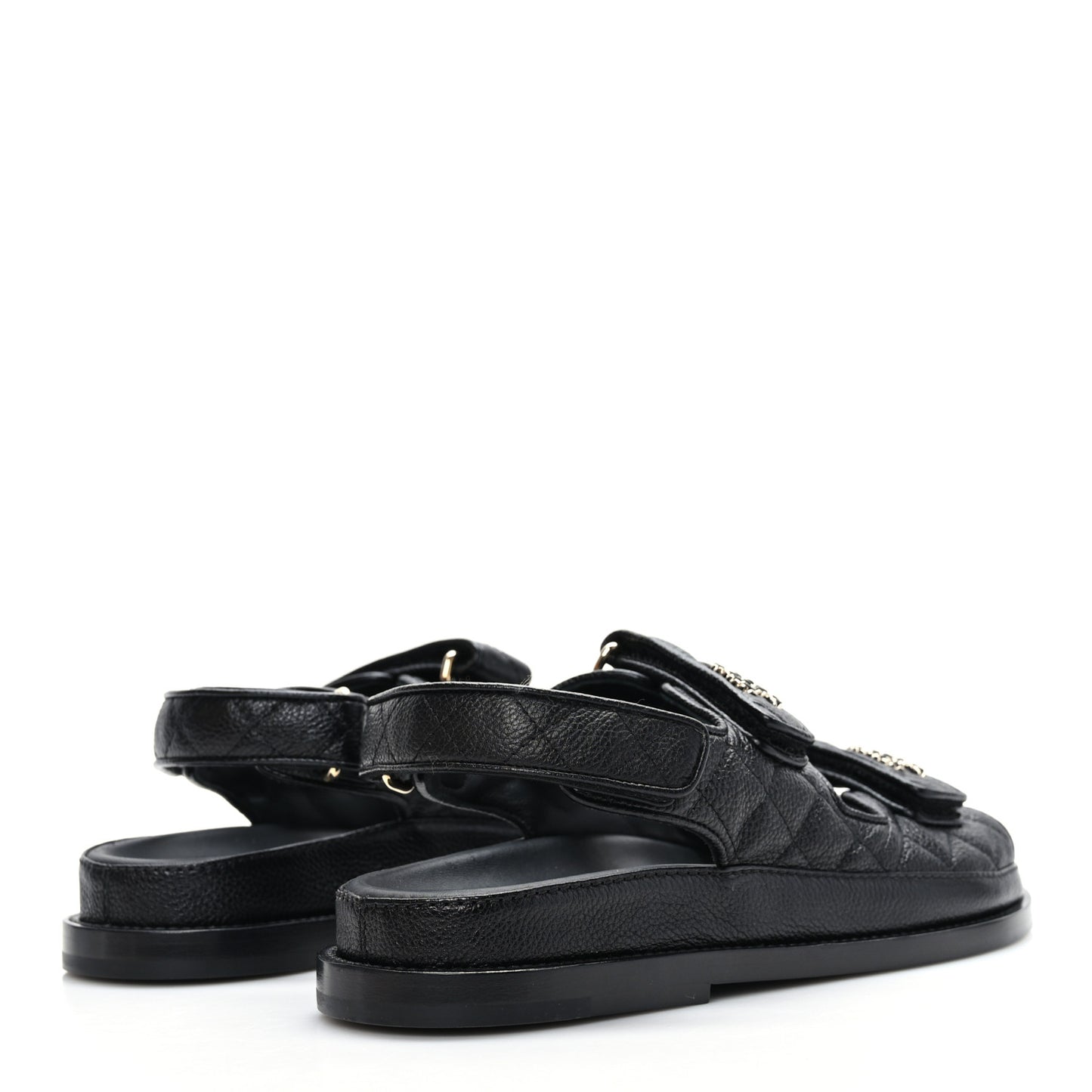 Grained Calfskin Velcro Dad Sandals 35.5 Black