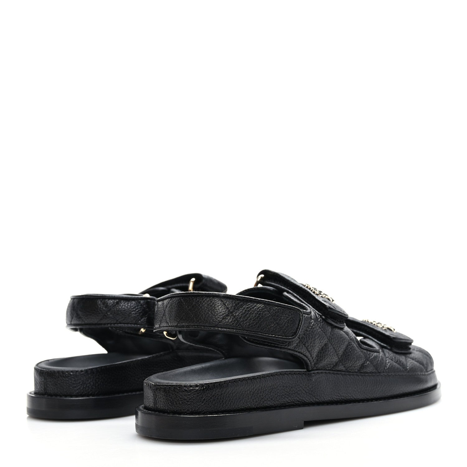Chanel Grained Calfskin Velcro Dad Sandals 35.5 Black 4 of 8