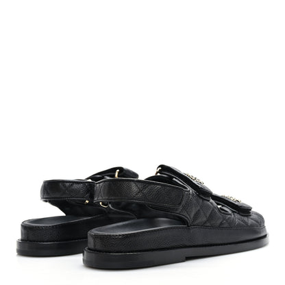 Chanel Grained Calfskin Velcro Dad Sandals 35.5 Black 4 of 8