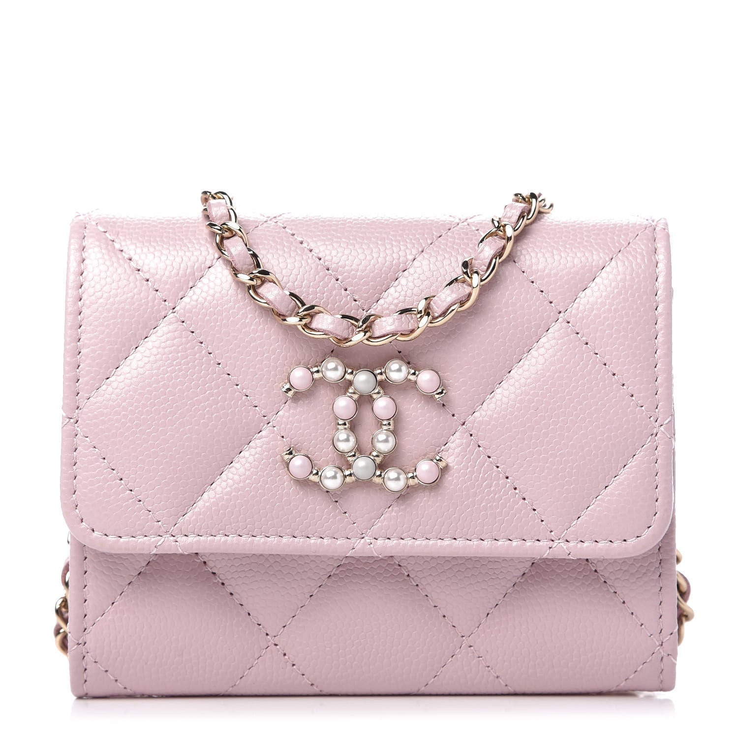 Chanel Caviar Quilted Coco Candy Card Holder On Chain Light Pink 1 of 12
