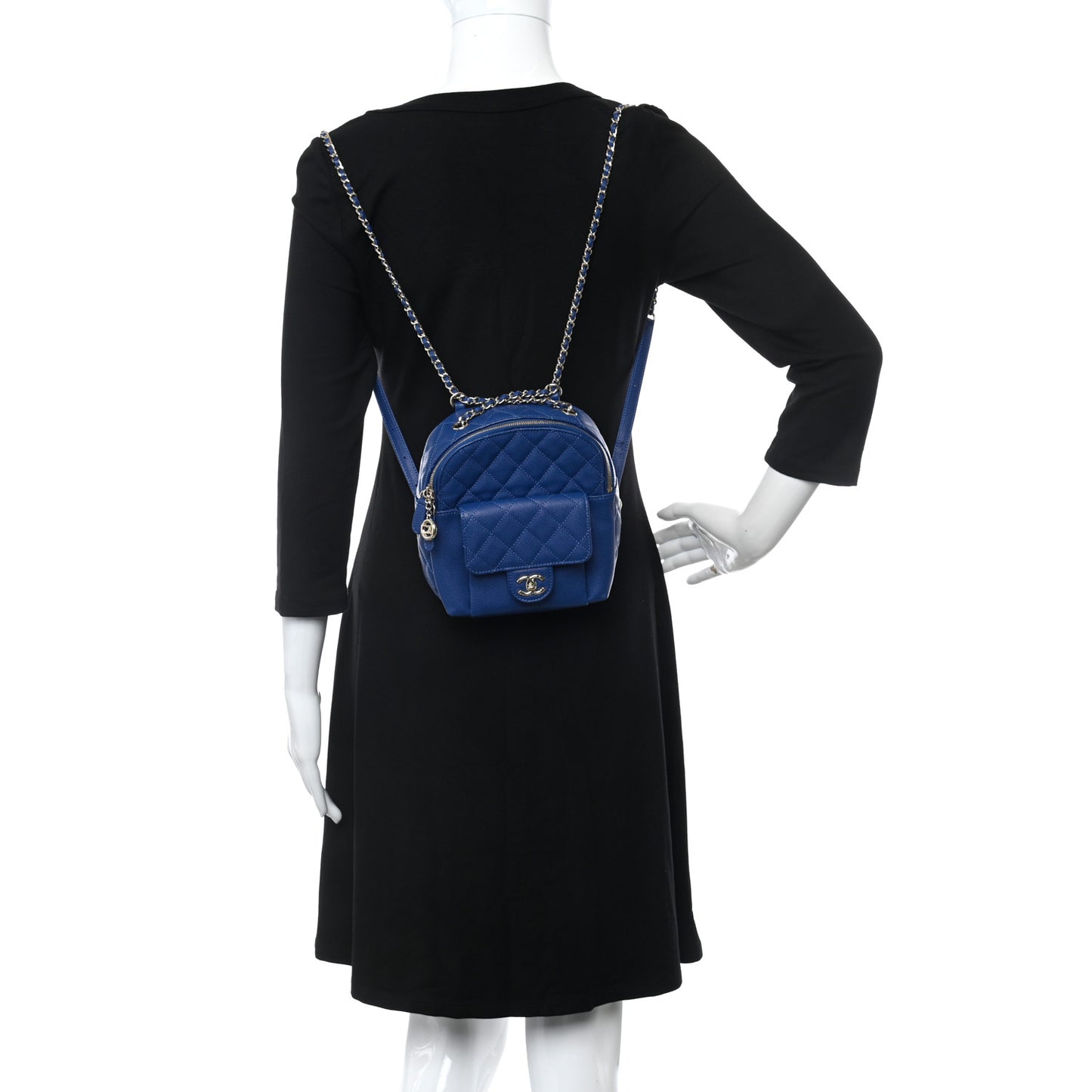 Caviar Quilted Small CC Day Backpack Blue