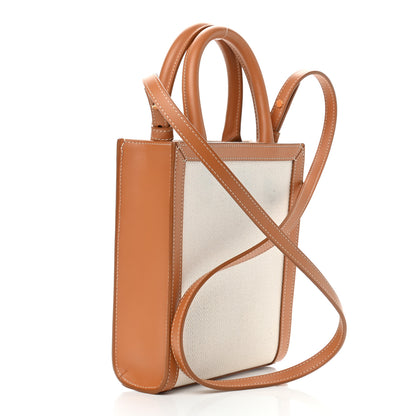 Celine Canvas Calfskin Mini Vertical Cabas Natural Tan 3 of 11