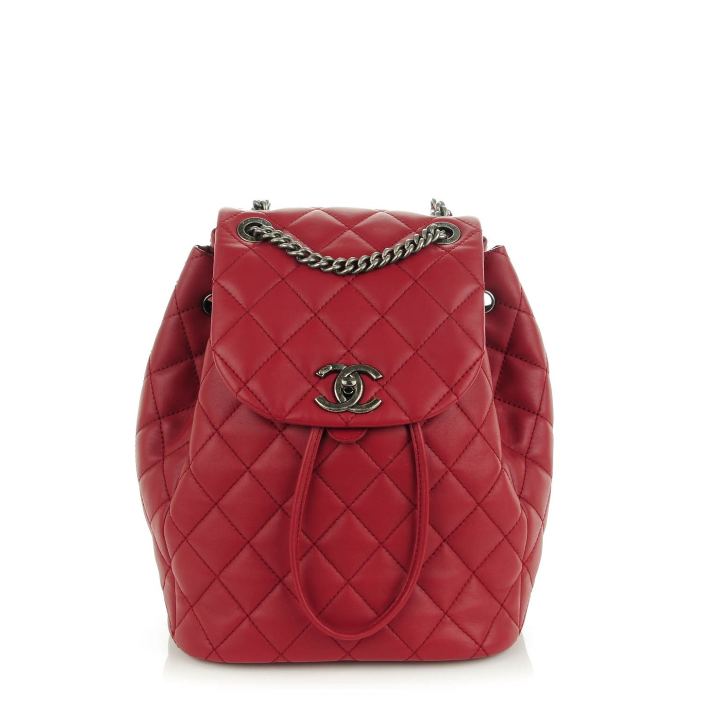 Lambskin Quilted Daily Supple Backpack Dark Red