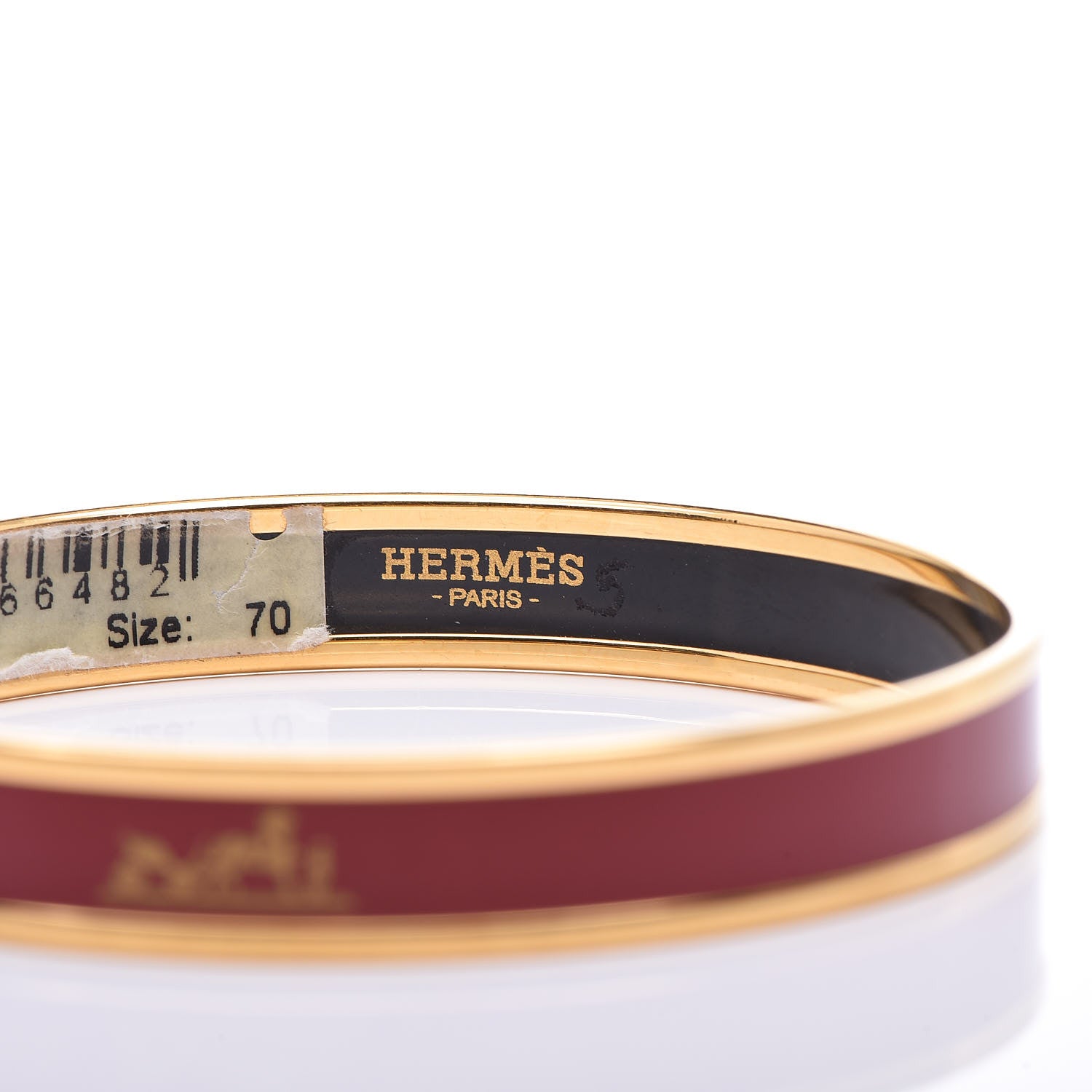 Hermes Enamel Printed Narrow Caleche Bracelet 70 Rouge H 5 of 5