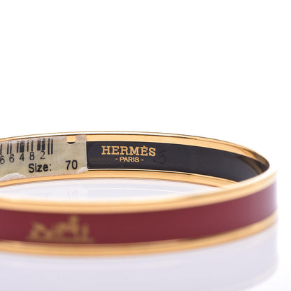 Hermes Enamel Printed Narrow Caleche Bracelet 70 Rouge H 5 of 5