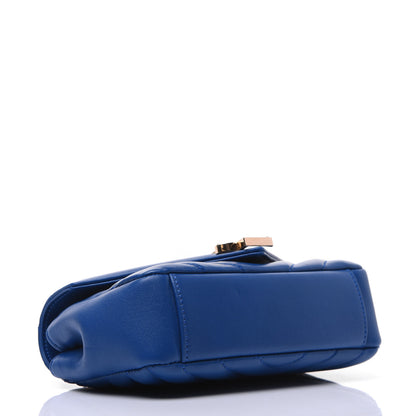 Saint Laurent Sheepskin Matelasse Chevron Monogram Classic Baby Chain Bag Blue Majorelle 4 of 17