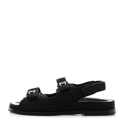 Chanel Mixed Fibers Velcro Dad Sandals 39.5 Black 1 of 15