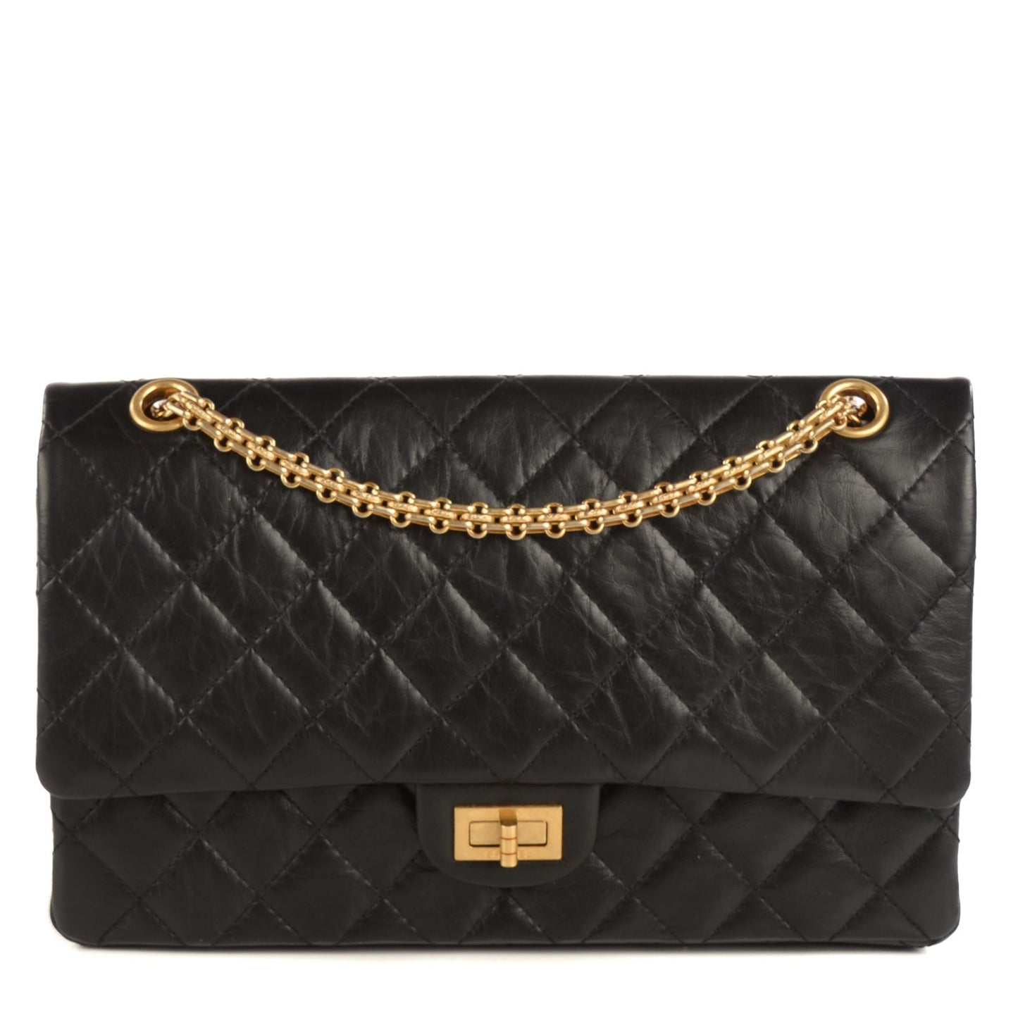 Aged Calfskin Quilted 2.55 Reissue 226 Flap Black