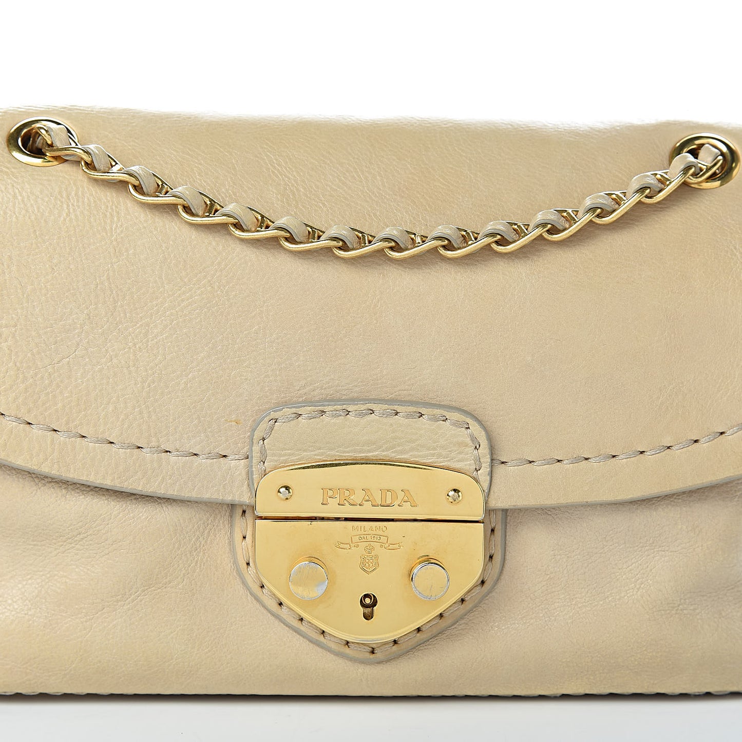 Glace Calf Pushlock Chain Shoulder Bag Ginestra