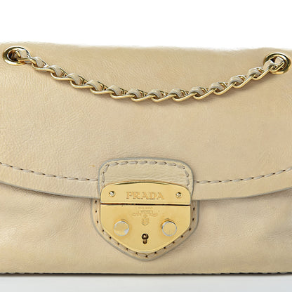 Prada Glace Calf Pushlock Chain Shoulder Bag Ginestra 9 of 12
