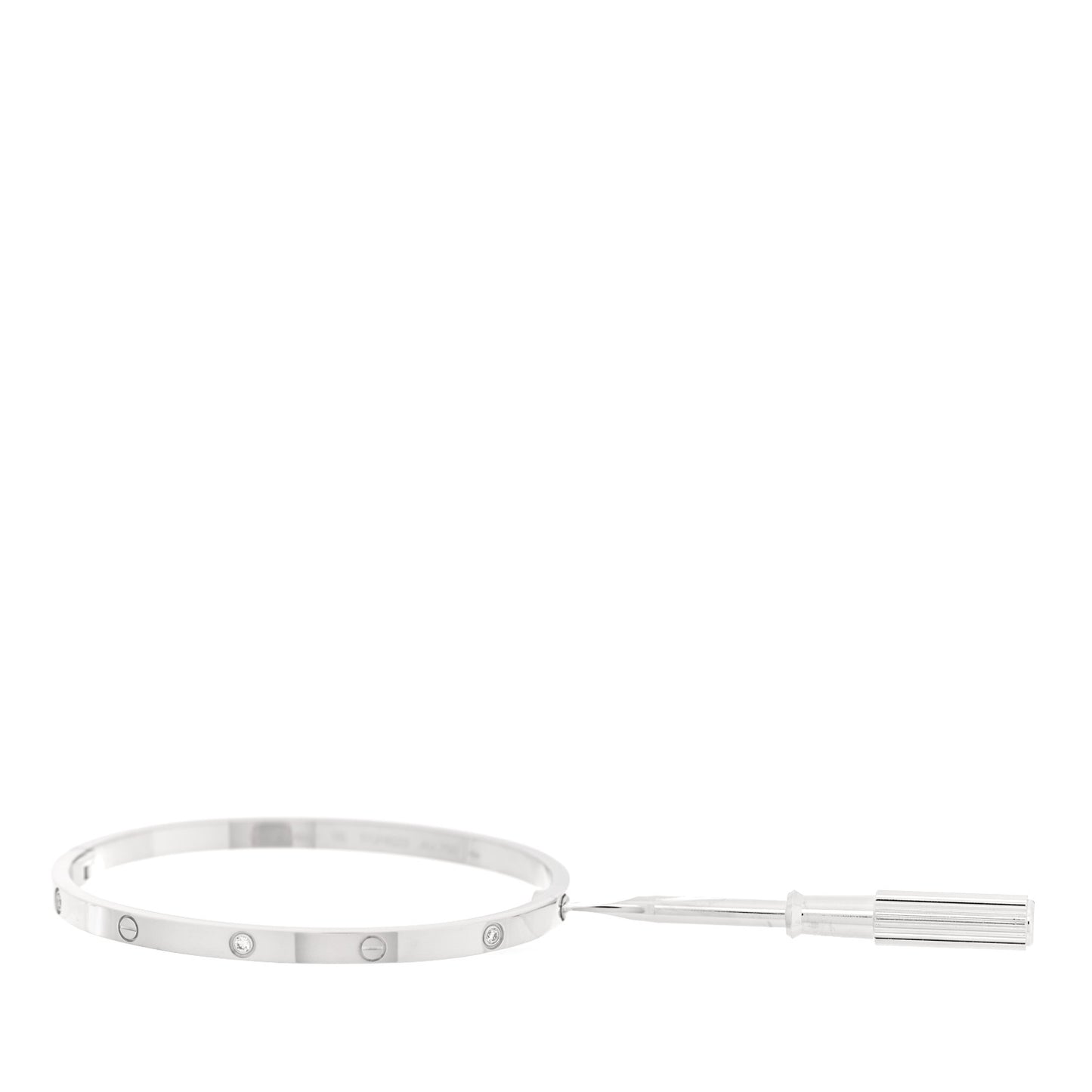 18K White Gold 6 Diamond Small LOVE Bracelet 16