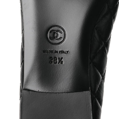 Chanel Aged Calfskin Quilted CC Cap Toe Ballerina Flats 38.5 Black 8 of 13