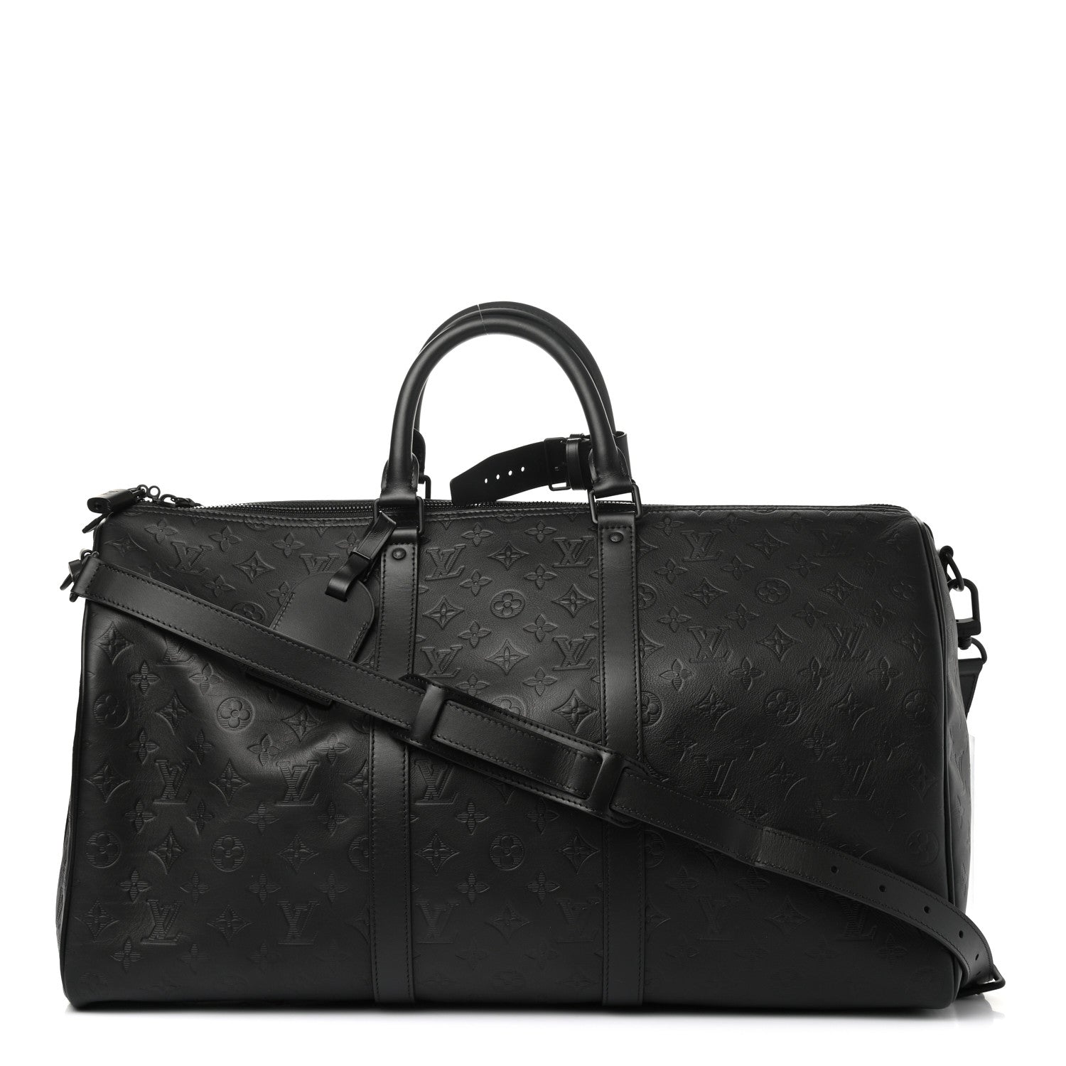 Louis Vuitton Calfskin Shadow Monogram Keepall Bandouliere 50 Black 1 of 8