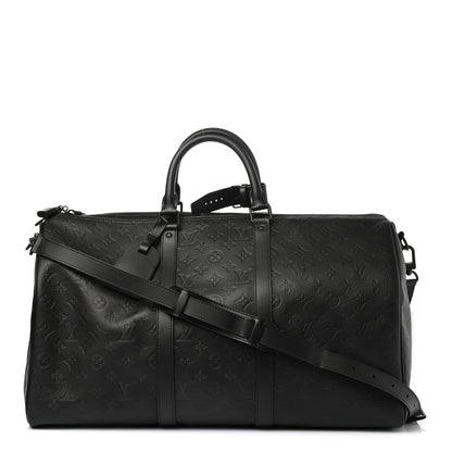 Louis Vuitton Calfskin Shadow Monogram Keepall Bandouliere 50 Black 1 of 8