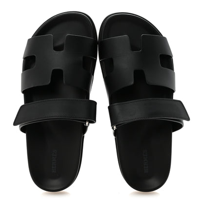 Hermes Calfskin Womens Chypre Sandals 40 Black 2 of 10