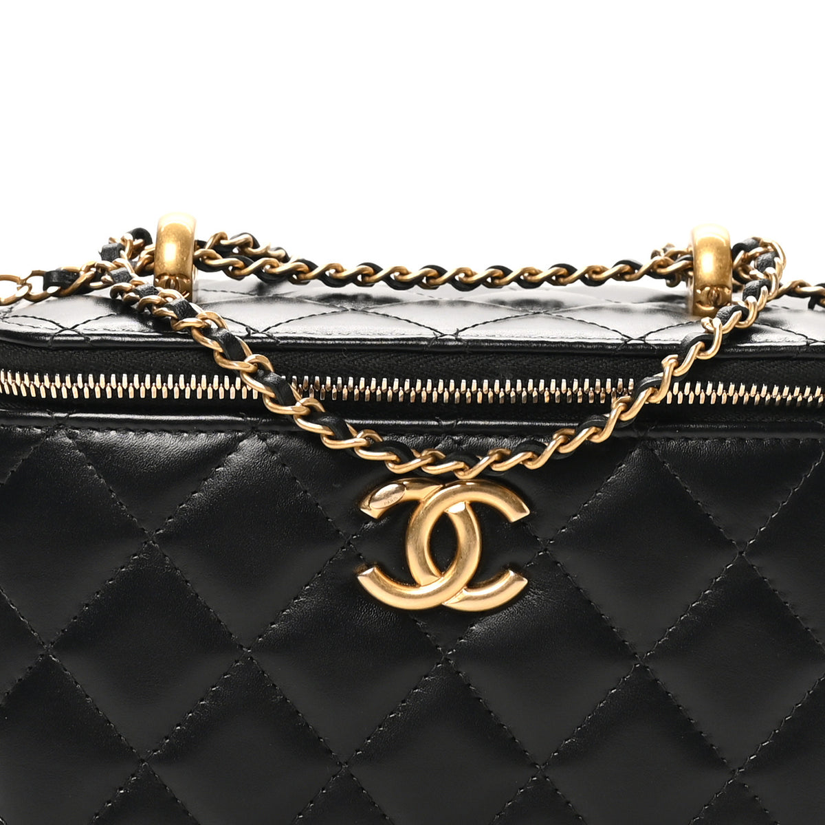 Chanel Calfskin Quilted Perfect Fit Vanity Case With Chain Black 8 of 12